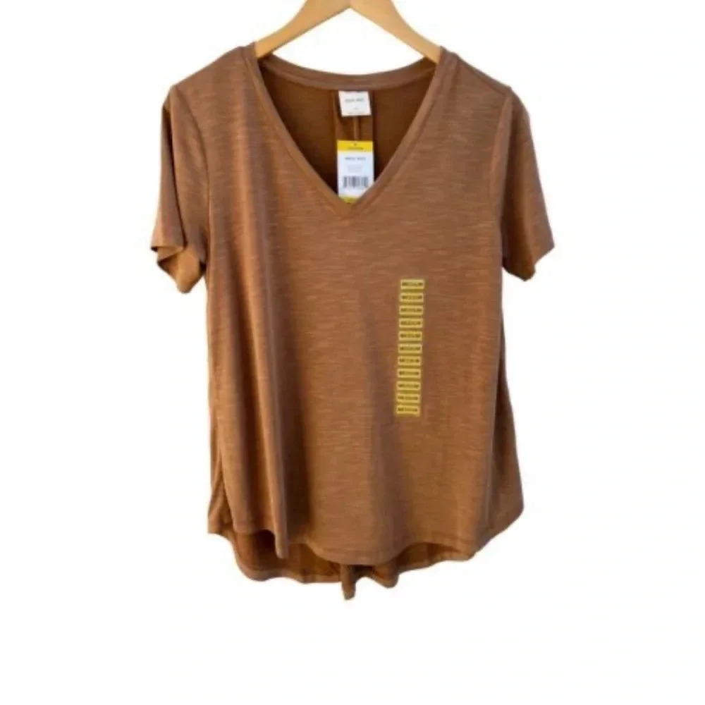 Mod Ref Women's Size Medium Heather Rust Short Sleeve Relaxed V-Neck Tee New